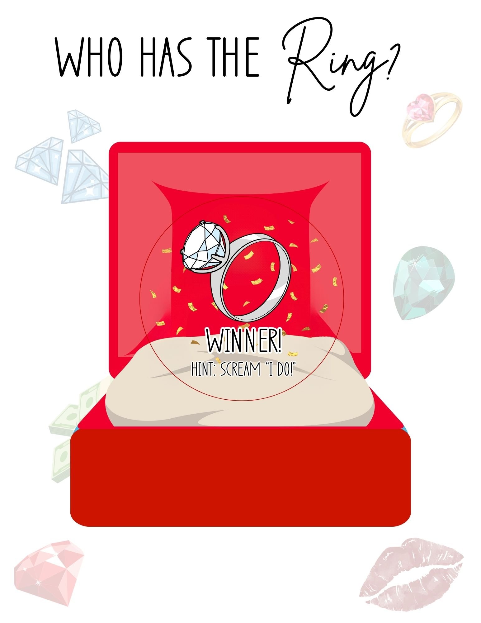 Funny Bridal Shower Scratch Off Game Cards Who Has The Ring