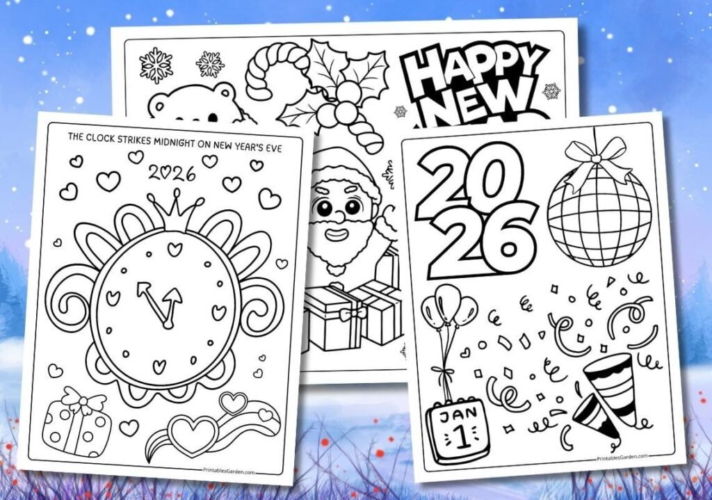 free happy new year coloring pages