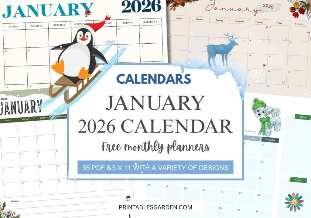 2026 January calendar with holidays and monday start