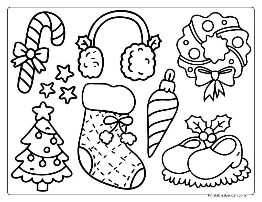 Christmas Coloring Sheets — Stocking & Wreath | Printables Garden