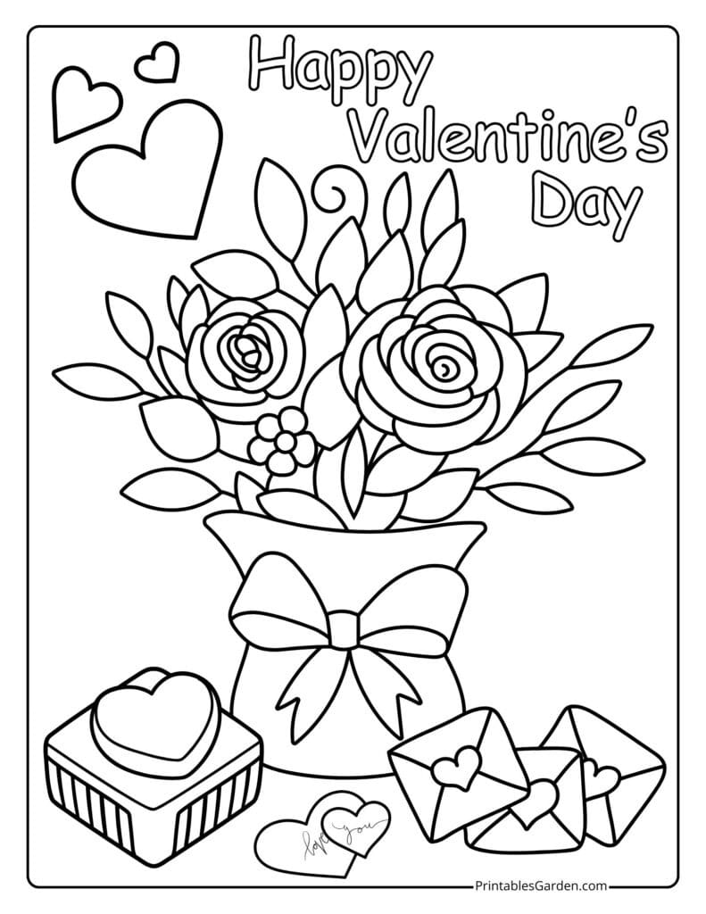 Valentine’s Day coloring sheets | Printables Garden