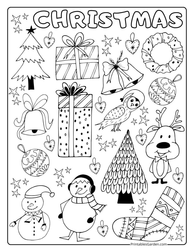 Christmas Coloring Pages — Icons Mix | Printables Garden