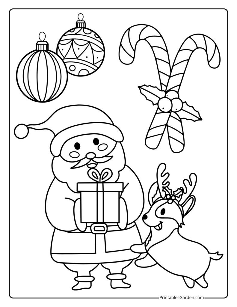 Christmas Coloring Pages — Santa, Reindeer & Candy Canes | Printables Garden