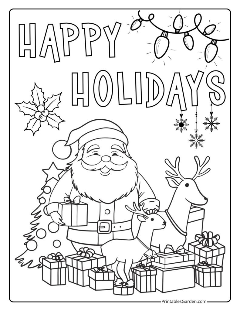 Christmas Coloring Pages — Santa, Reindeer & Presents | Printables Garden