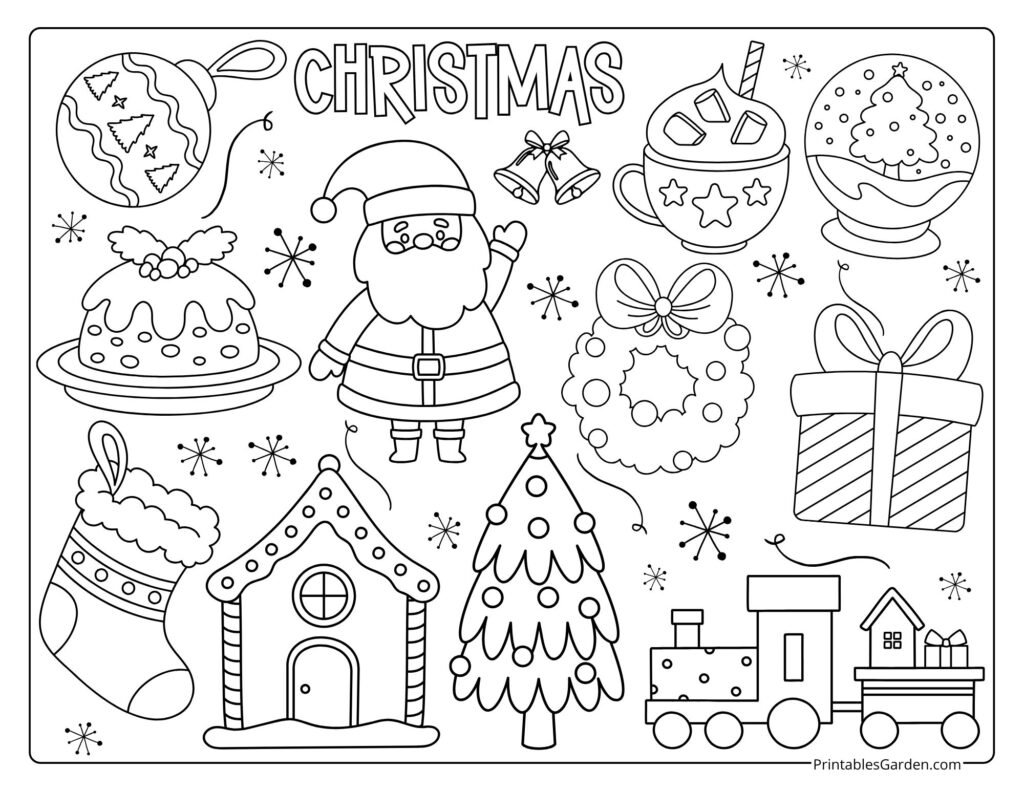 Christmas Coloring Pages — Santa, Tree & Train | Printables Garden