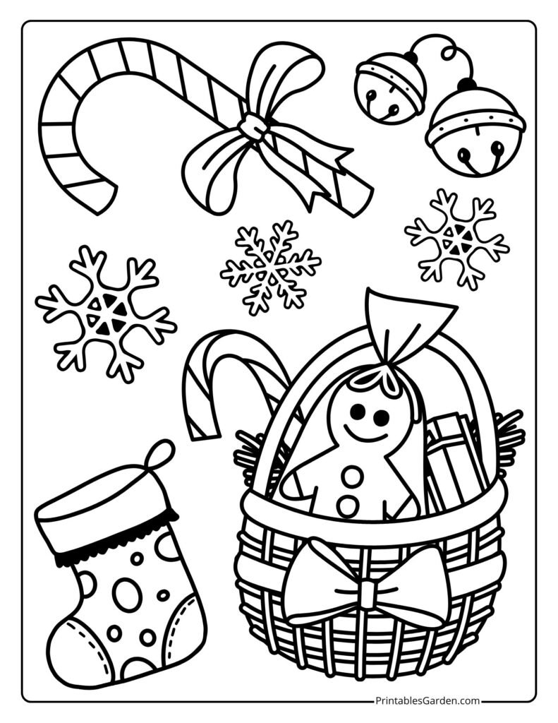 Christmas Coloring Sheets — Gingerbread Basket | Printables Garden