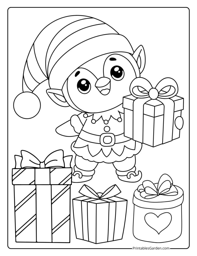 Christmas penguin coloring pages | Printables Garden