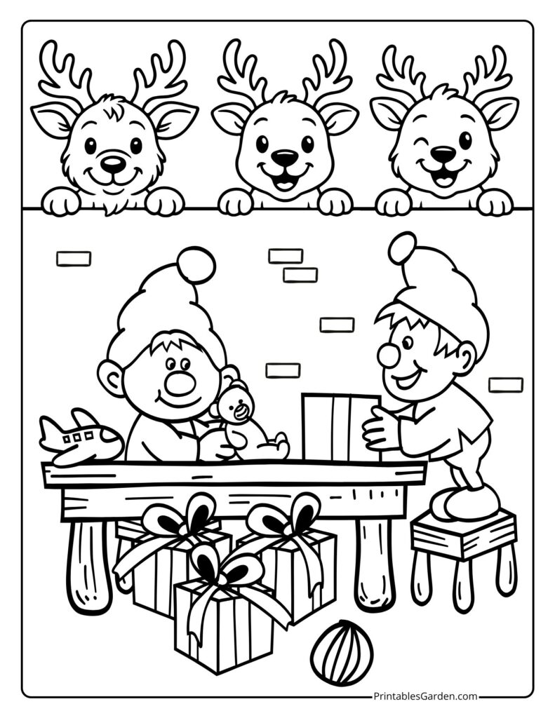 Santa Claus reindeer coloring pages | Printables Garden