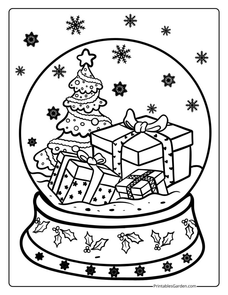 Christmas snow globe coloring pages | Printables Garden
