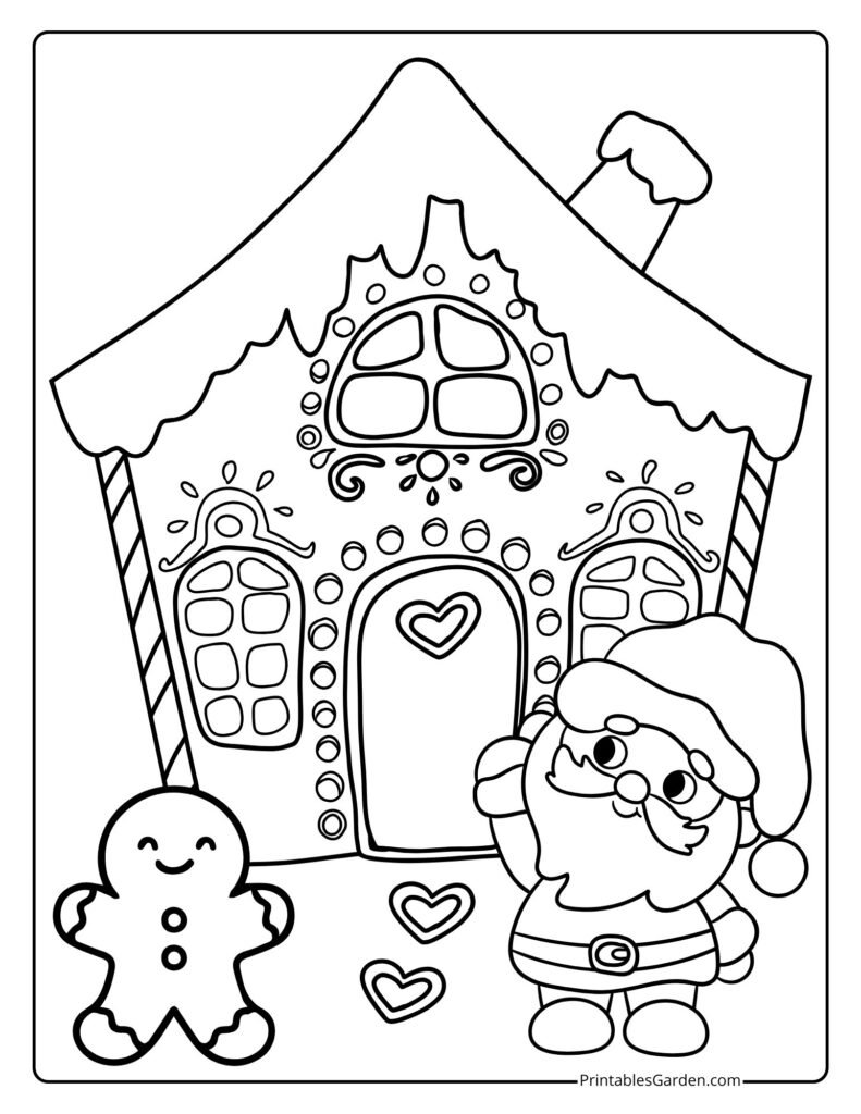 Christmas gingerbread house coloring pages | Printables Garden