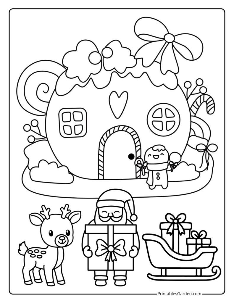 Christmas gingerbread house coloring pages | Printables Garden