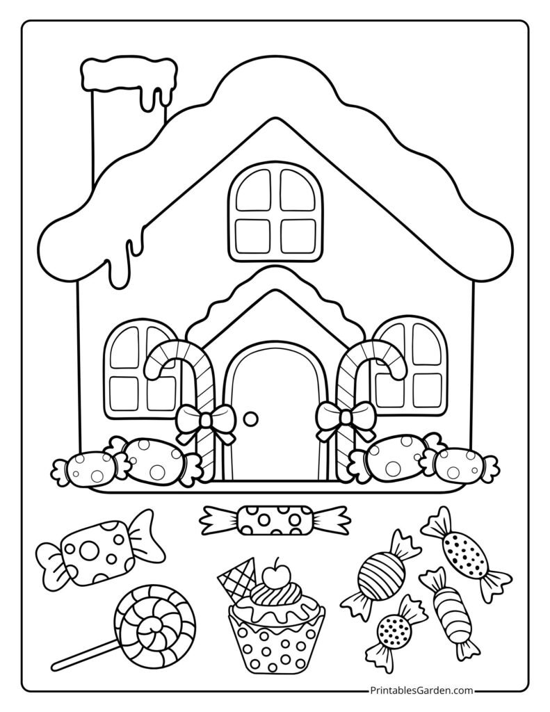 Christmas gingerbread house coloring pages | Printables Garden