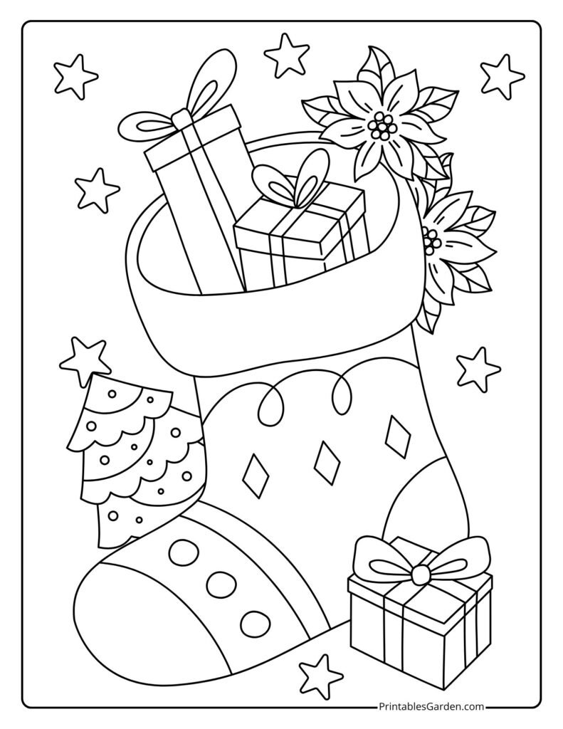 Christmas Stocking Coloring Page — Free Printable | Printables Garden