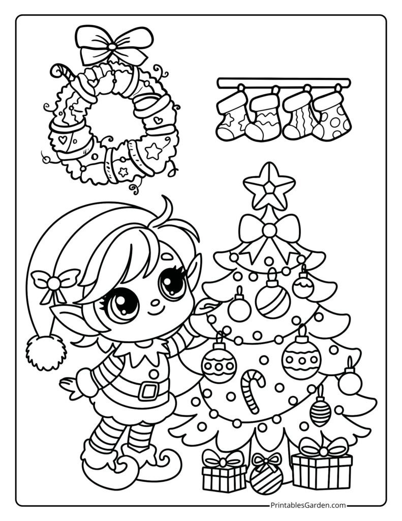 Christmas Tree Coloring Page with Ornaments — Free printable | Printables Garden