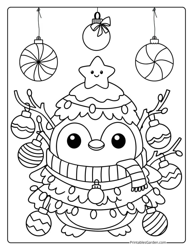 Christmas penguin coloring pages | Printables Garden