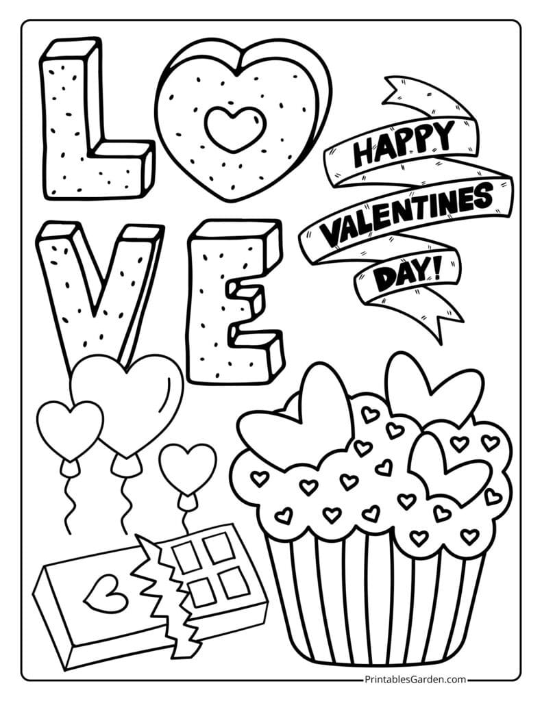 Valentine’s Day printable coloring pages | Printables Garden