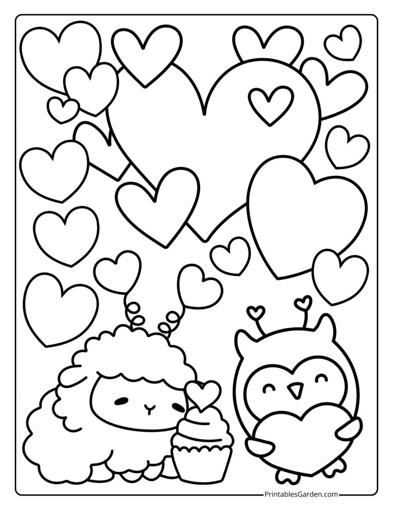 Cute heart coloring pages | Printables Garden