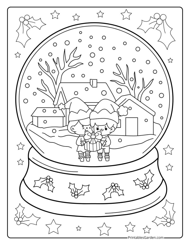 Christmas snow globe coloring pages | Printables Garden