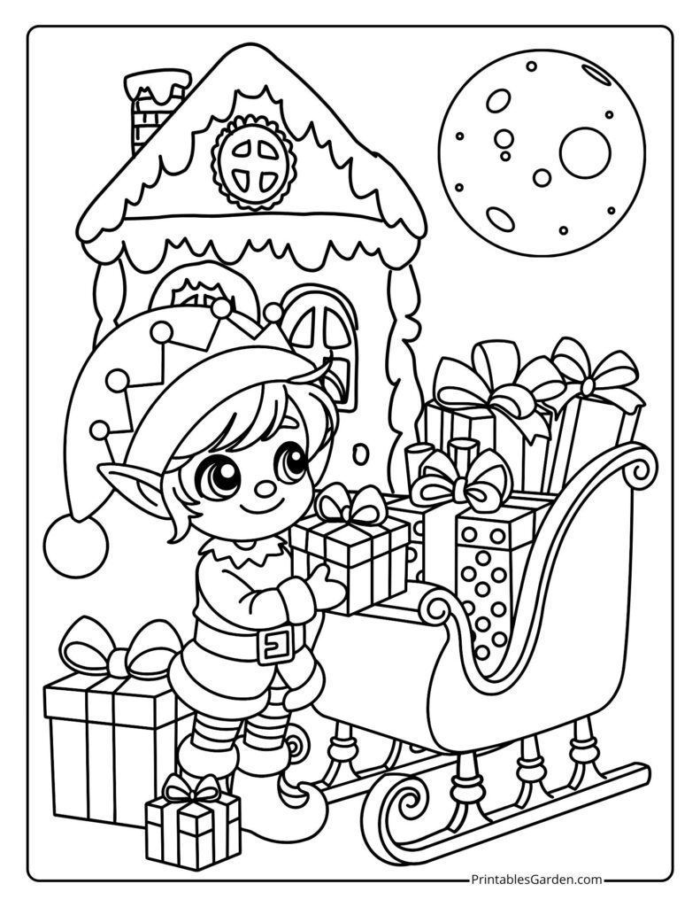 christmas elves coloring pages | Printables Garden