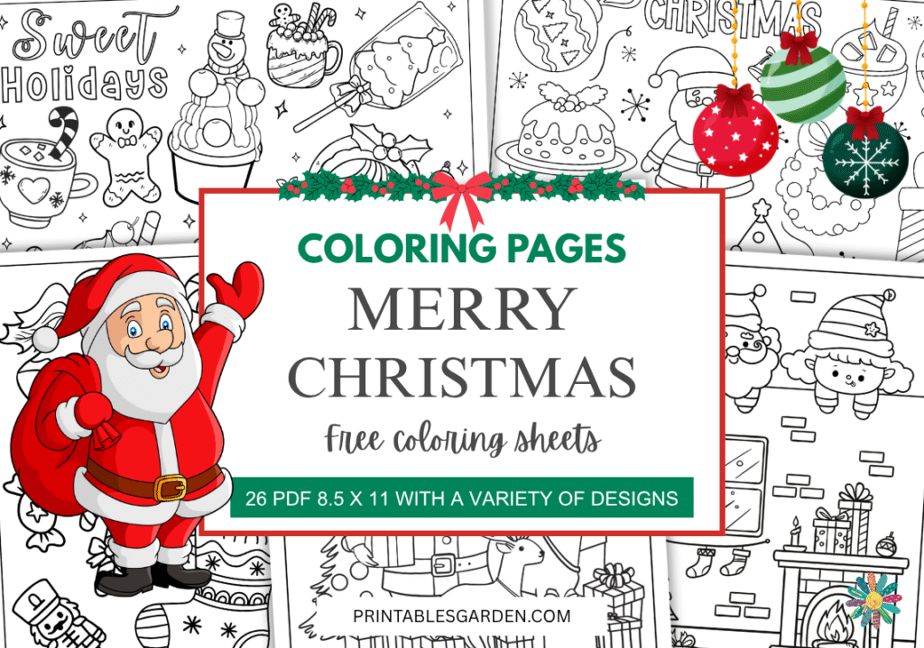 Merry Christmas Coloring Pages — Free Coloring Sheets | Printables Garden