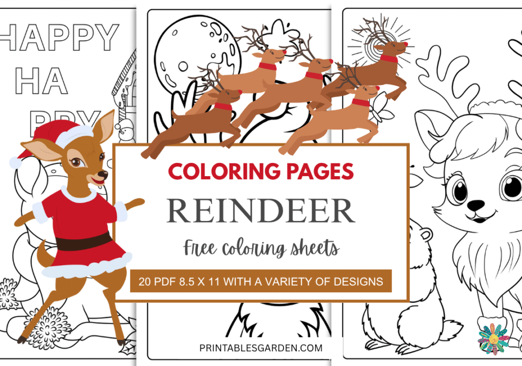 free printable Reindeer coloring pages | Printables Garden