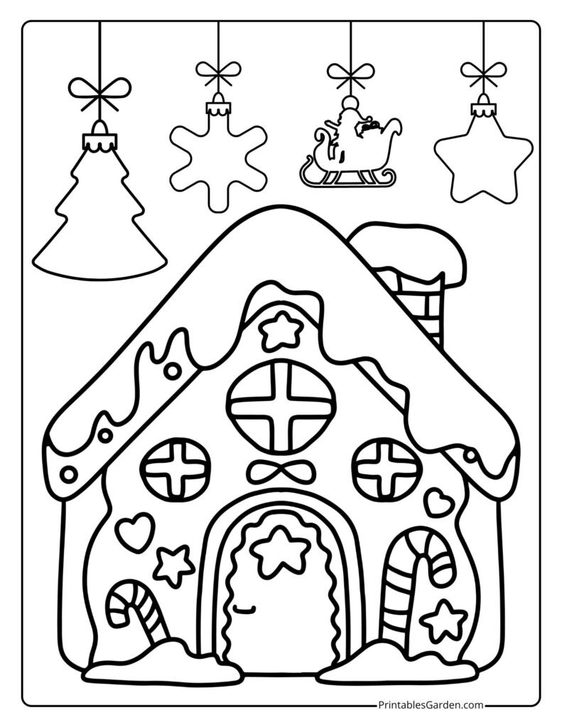 Gingerbread house coloring pages | Printables Garden
