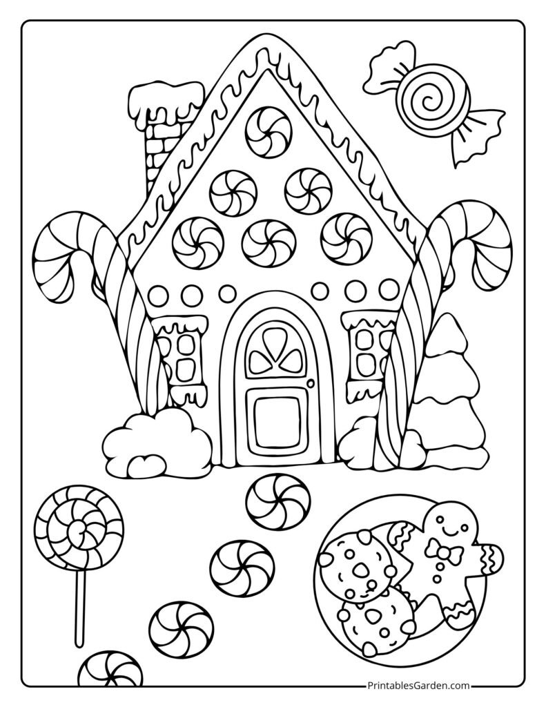 Christmas gingerbread house coloring pages | Printables Garden