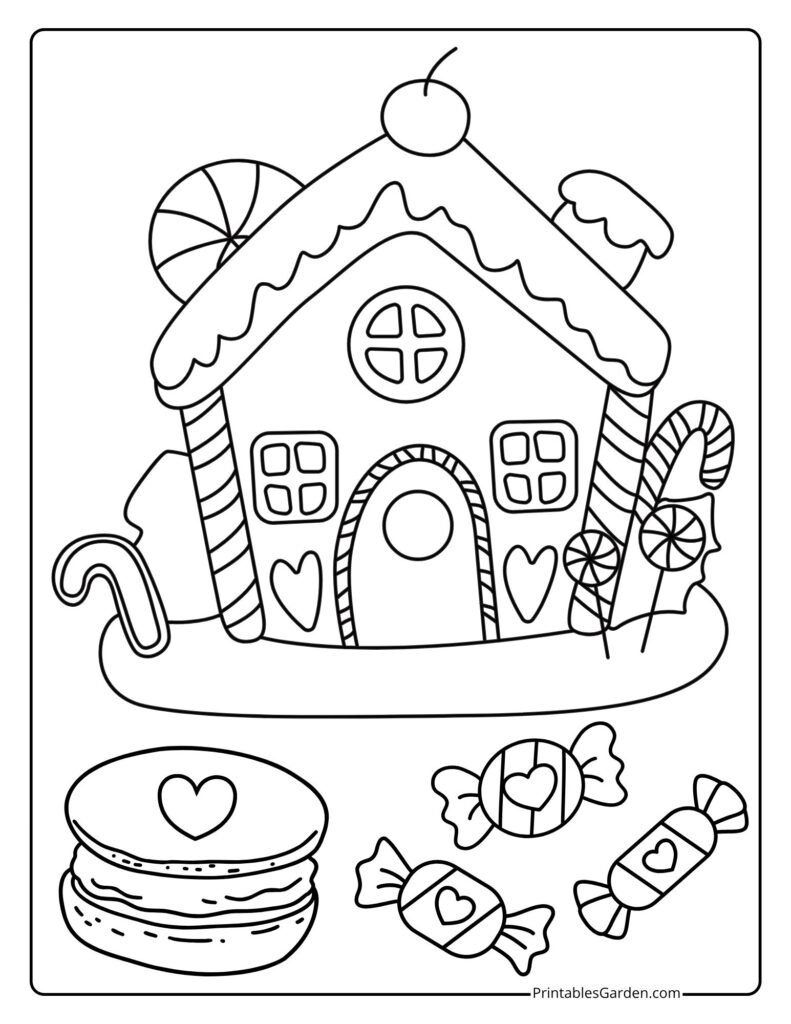 Gingerbread house coloring sheets | Printables Garden