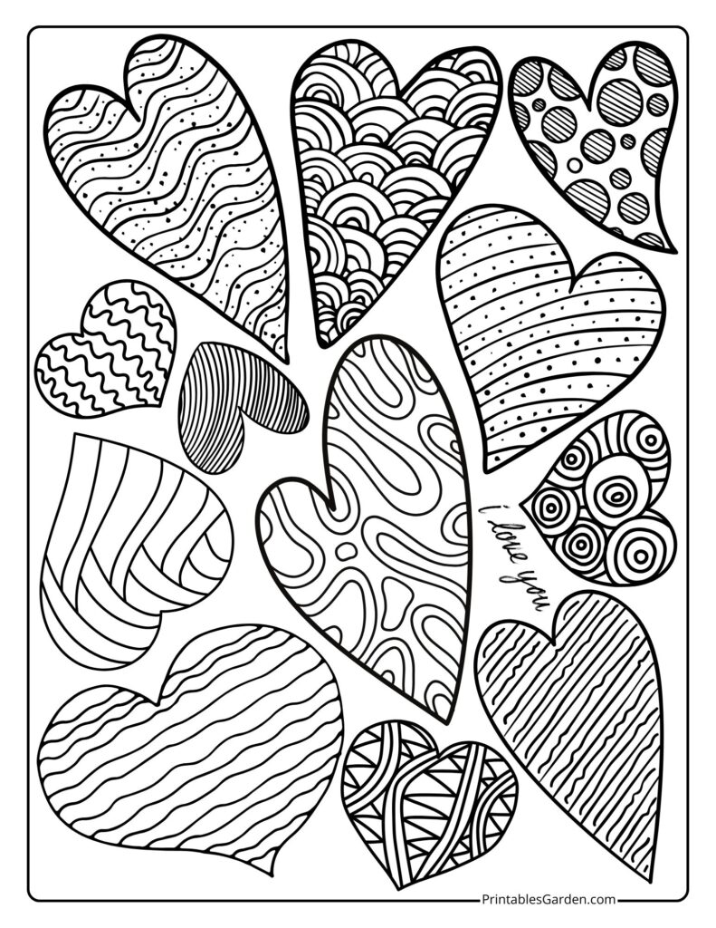 Heart coloring sheets | Printables Garden