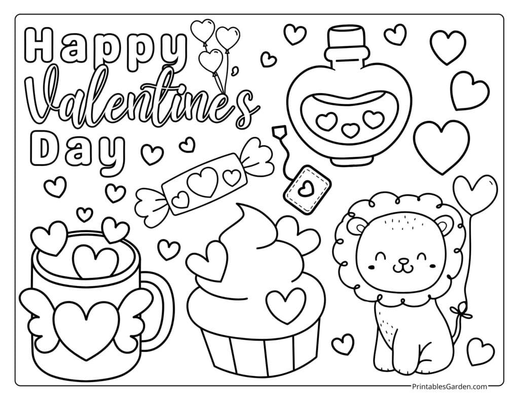 Valentine’s Day coloring page | Printables Garden