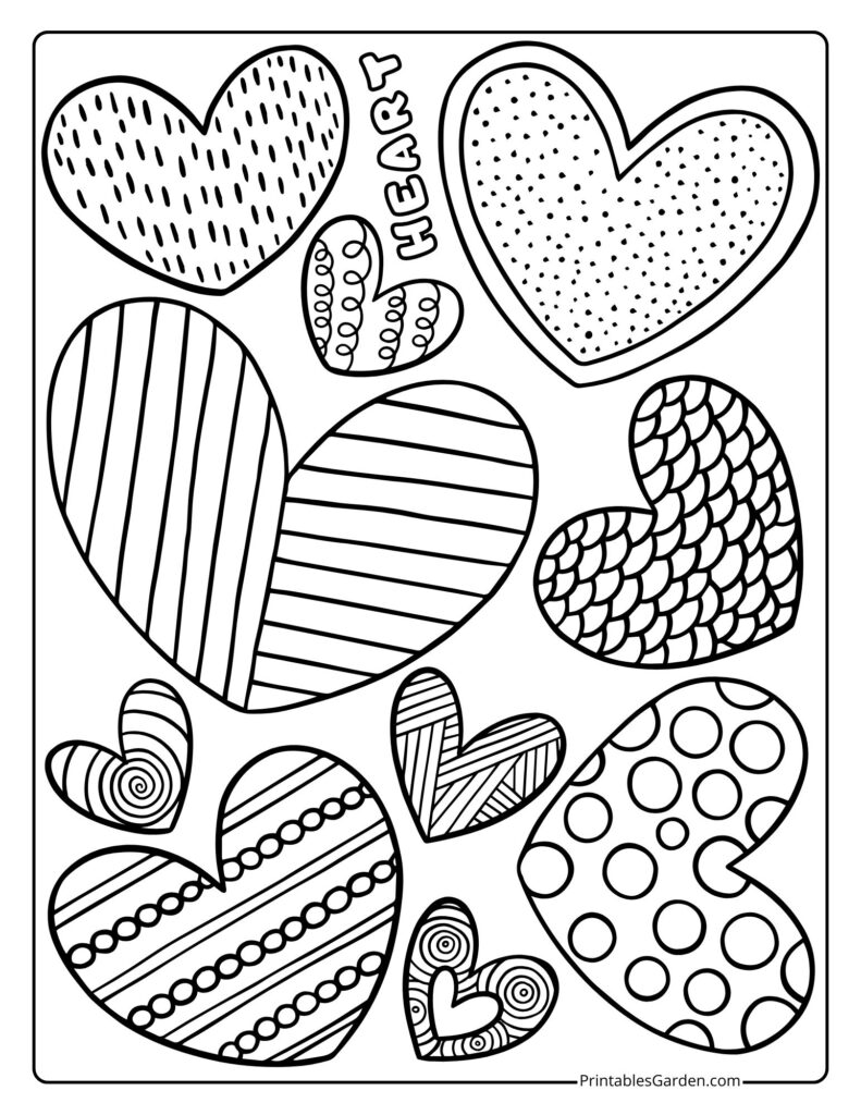 Heart coloring sheets | Printables Garden