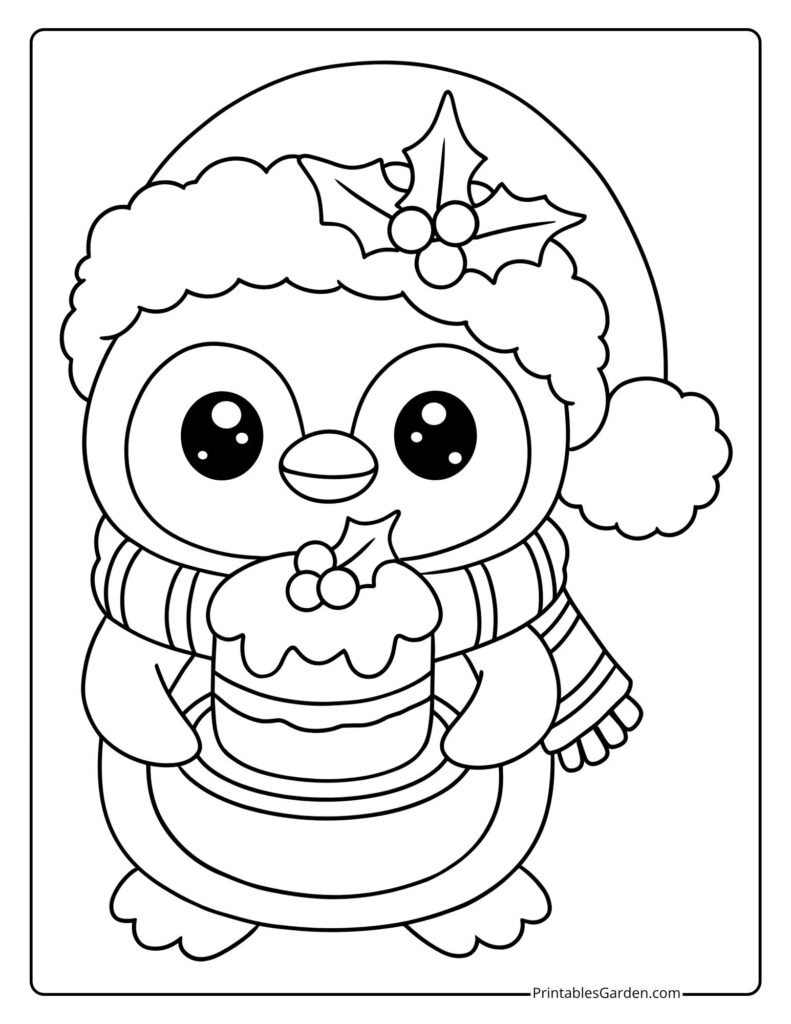 Christmas penguin coloring pages | Printables Garden