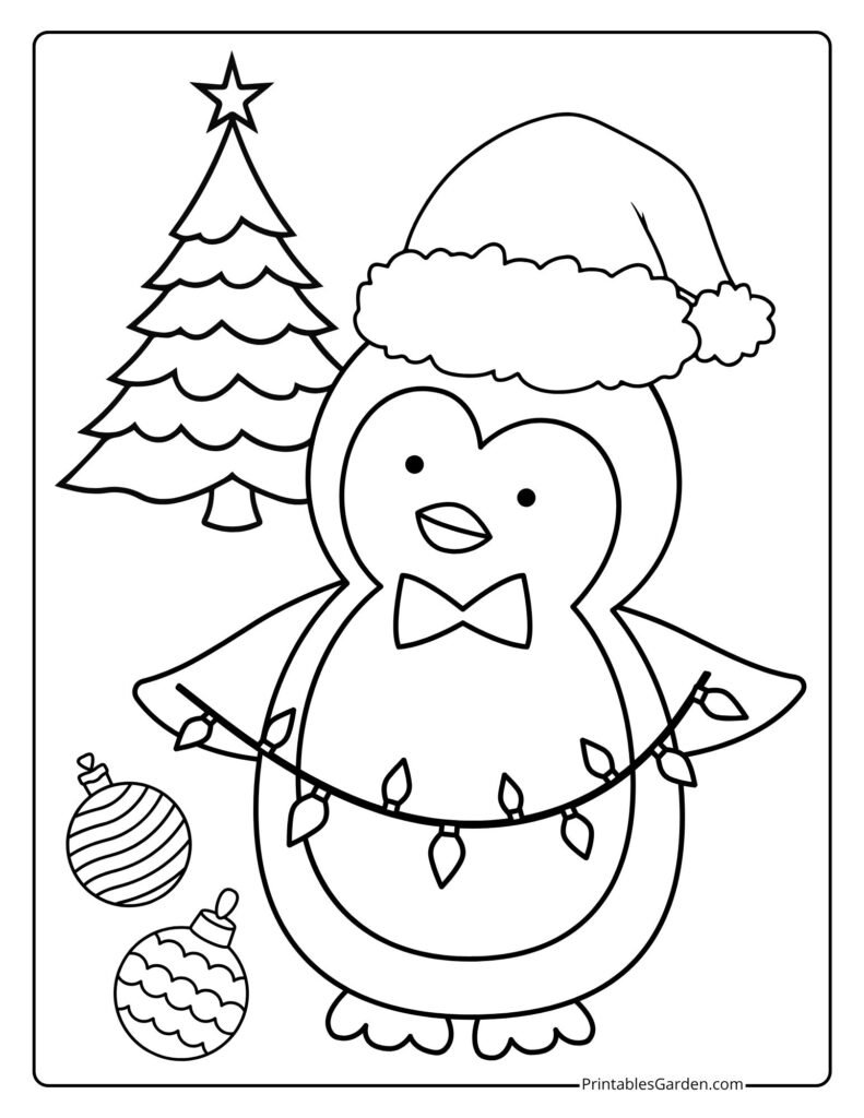 Christmas penguin coloring pages | Printables Garden