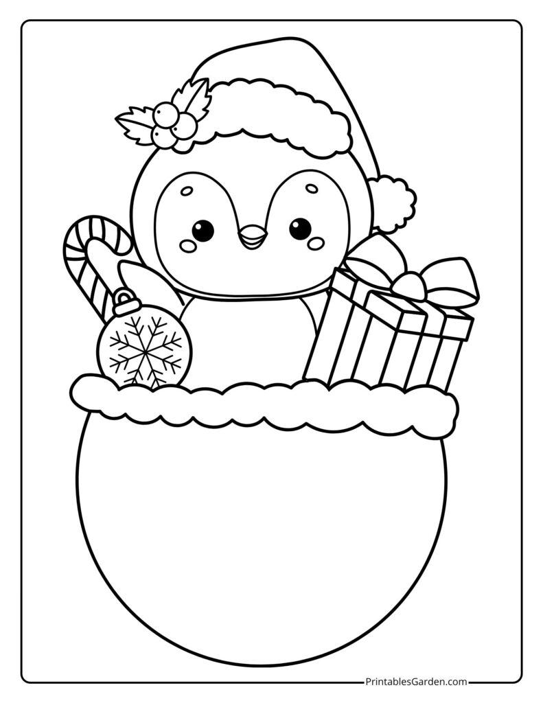 Christmas penguin coloring sheets | Printables Garden