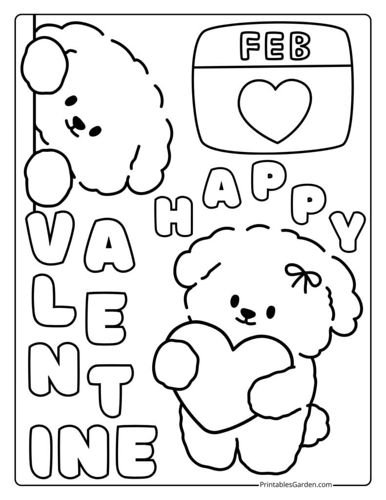Valentine’s Day coloring page printable | Printables Garden