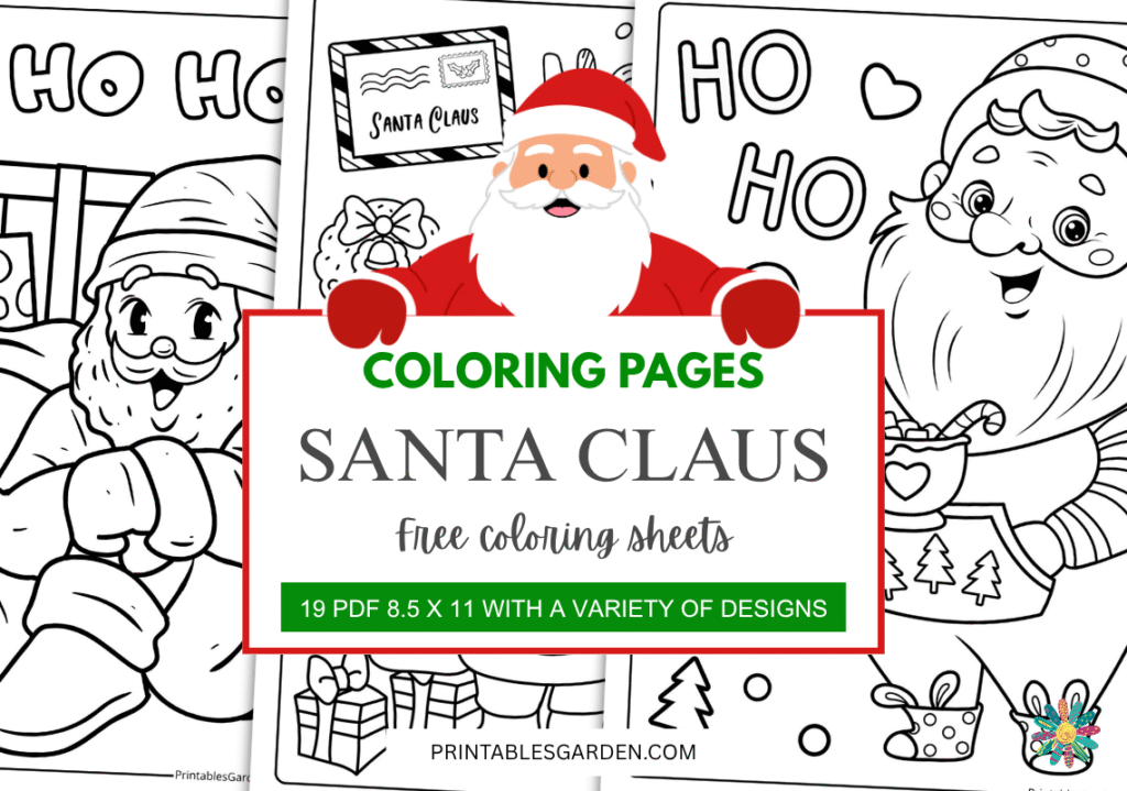 Santa Claus coloring pages banner | Printables Garden