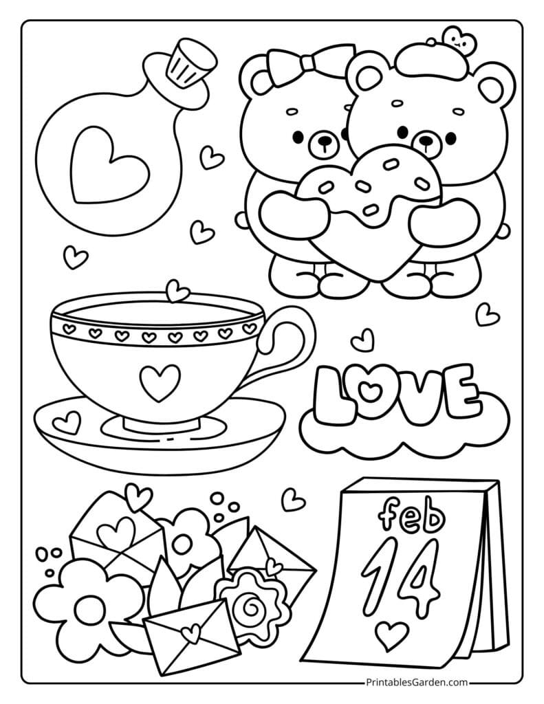 Valentine’s Day coloring pages for kids | Printables Garden