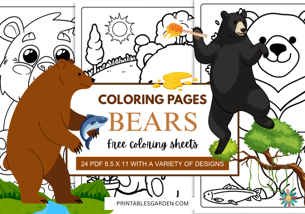free printable Bear coloring pages | Printables Garden
