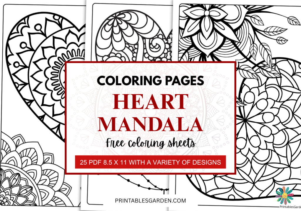 free printable heart mandala coloring pages | Printables Garden
