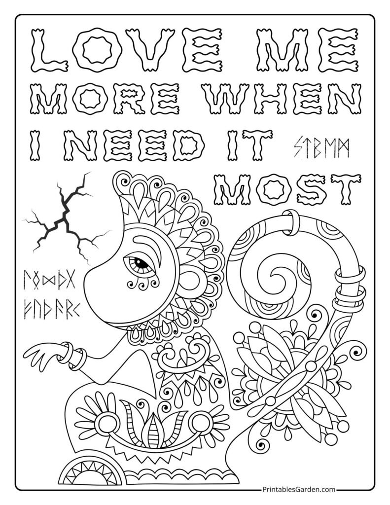 Ancient love quote coloring page | Printables Garden