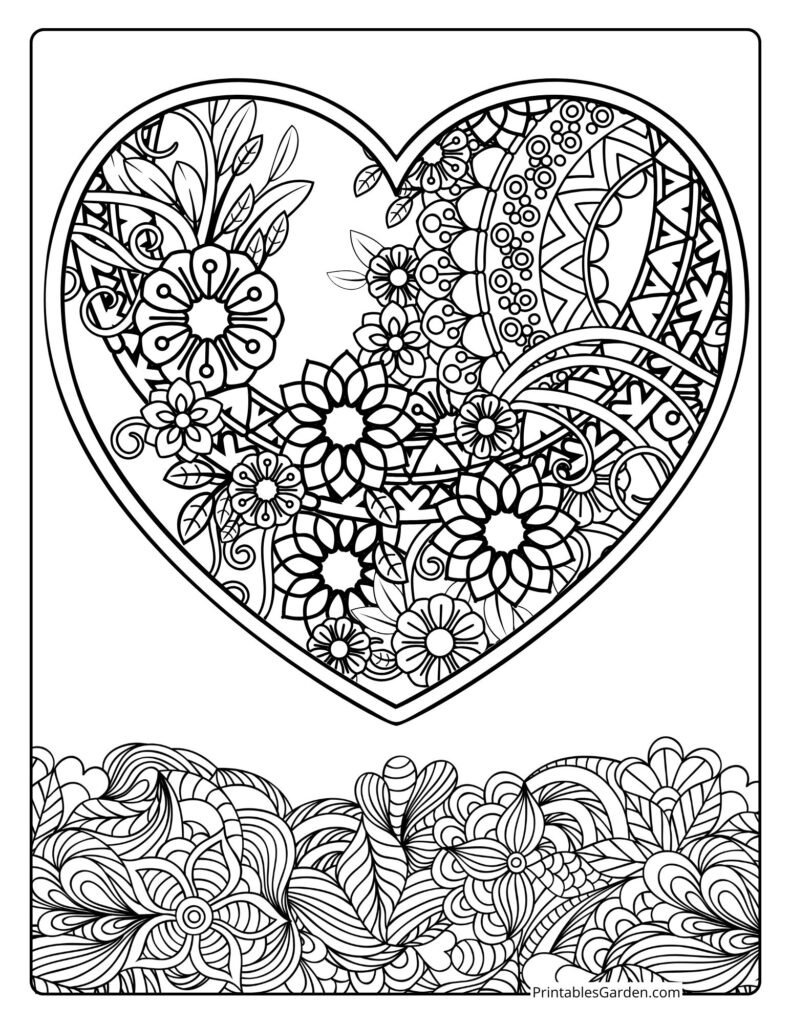 Heart easy mandala coloring pages | Printables Garden