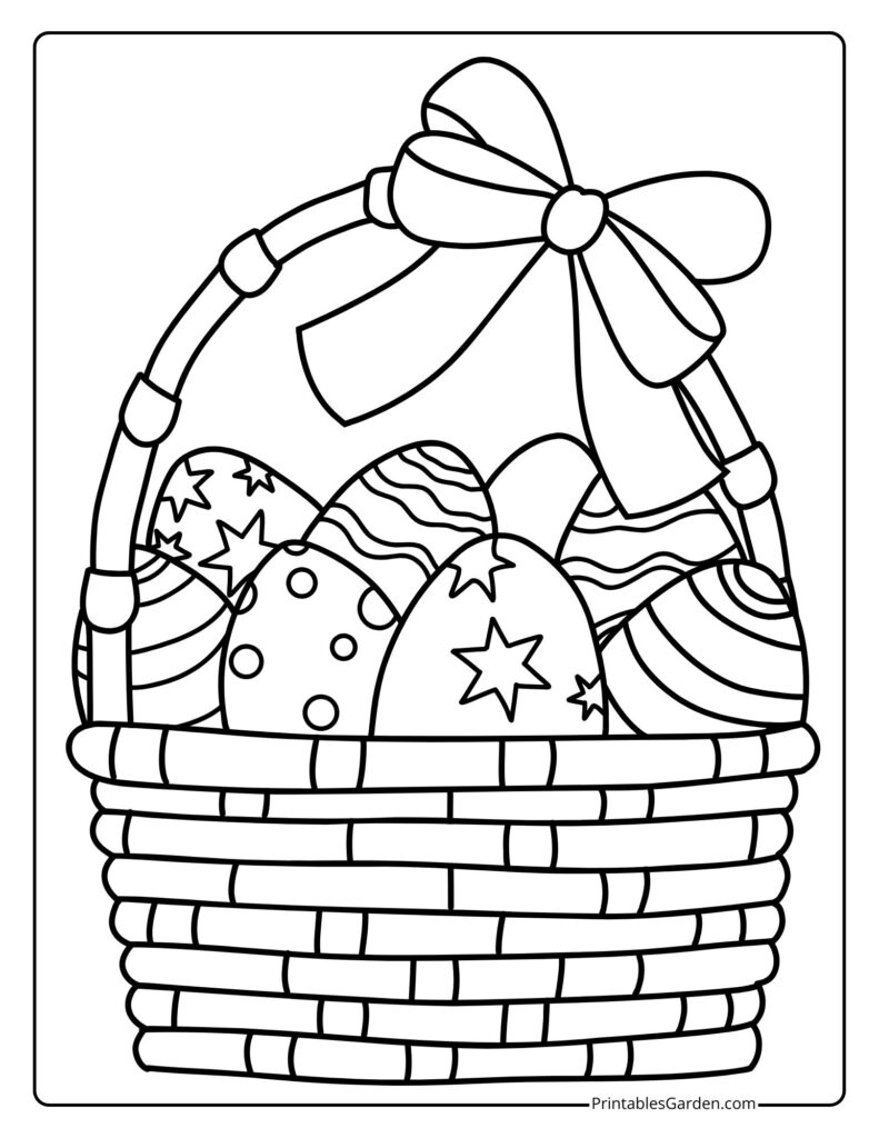 Easter egg coloring page in basket | Printables Garden