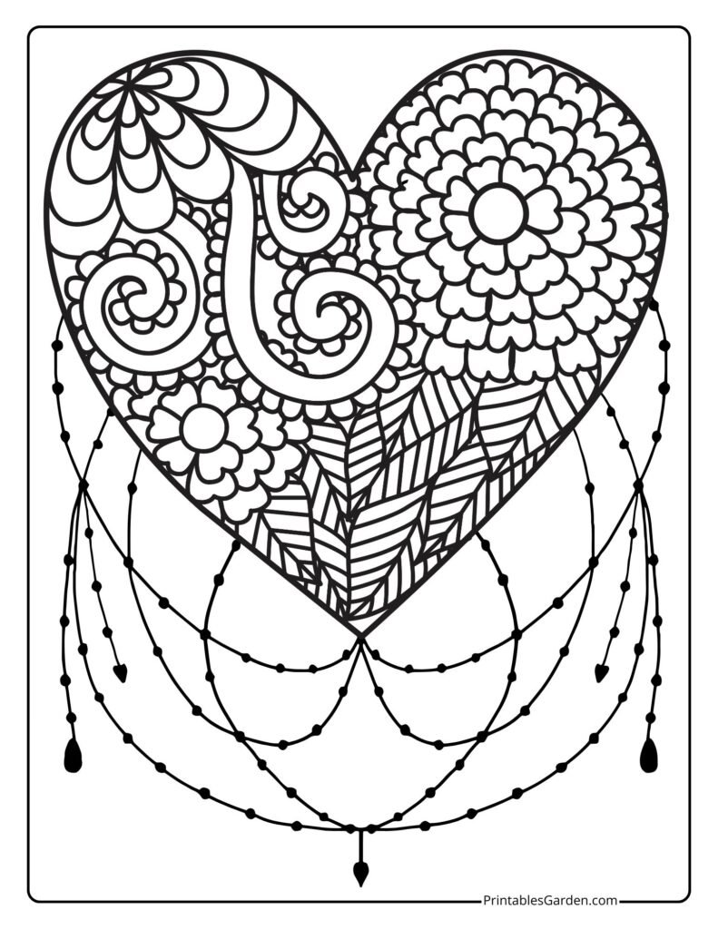 Heart mandala coloring sheets for adults | Printables Garden