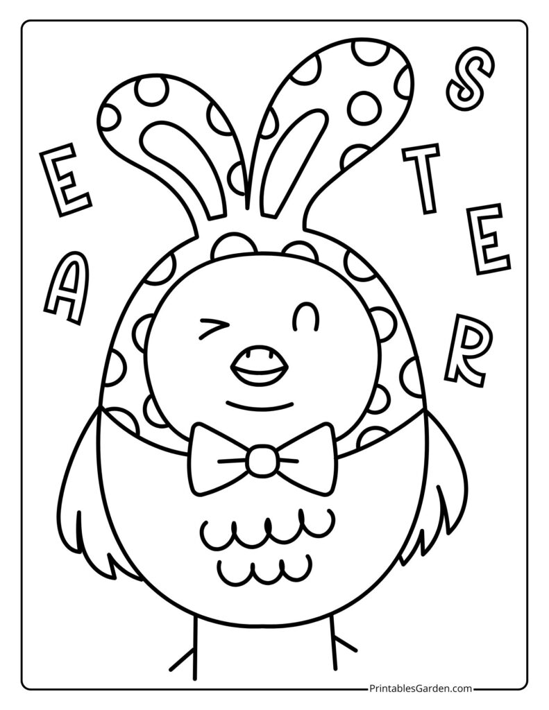 Cute Easter chick wearing bunny ears in egg | Printables Garden