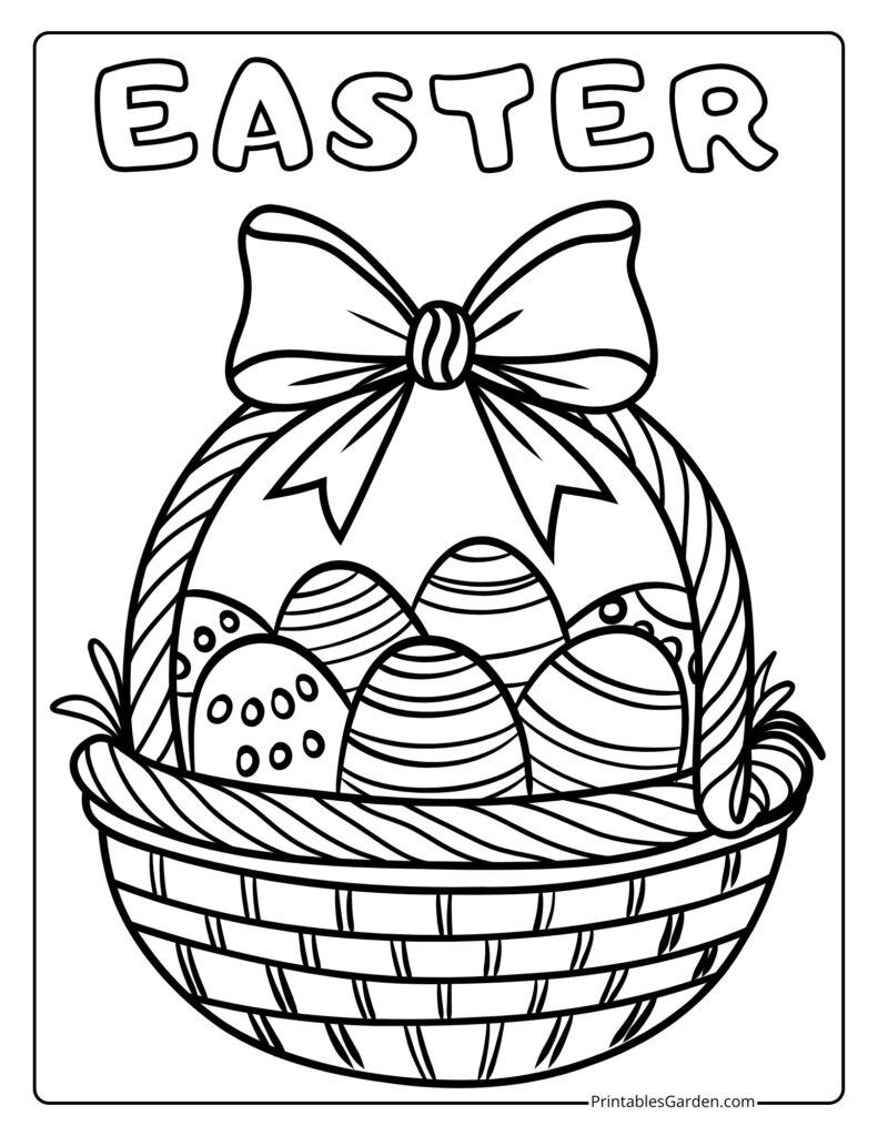 Easter coloring pages eggs in basket | Printables Garden