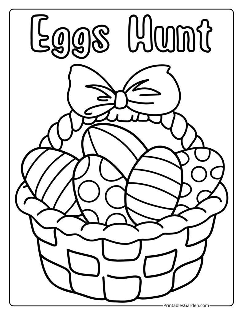 Easter egg hunt basket coloring page | Printables Garden