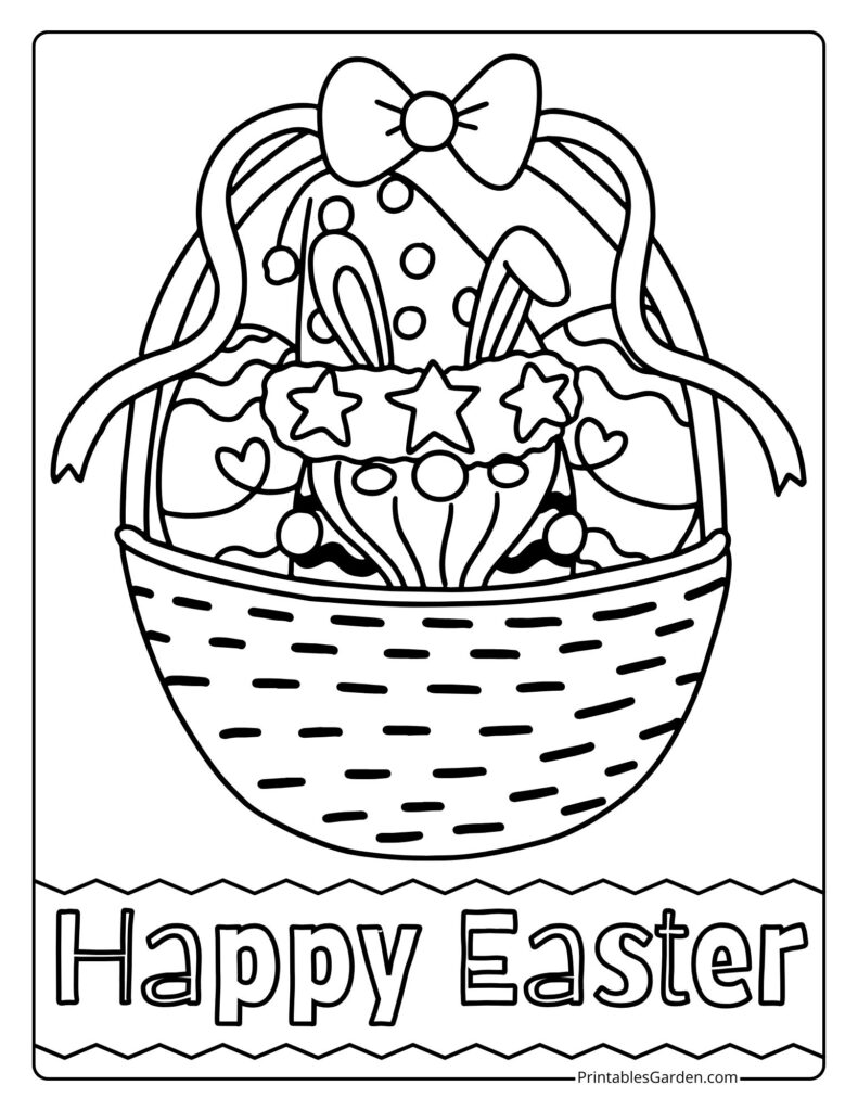 Easter bunny and eggs coloring pages | Printables Garden