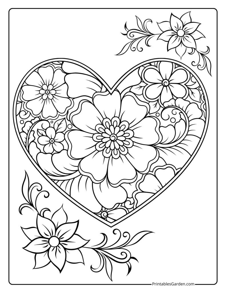 Heart mandala coloring pages for adults | Printables Garden
