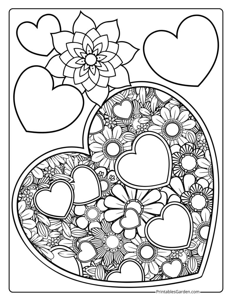 Heart mandala coloring sheets for adults | Printables Garden