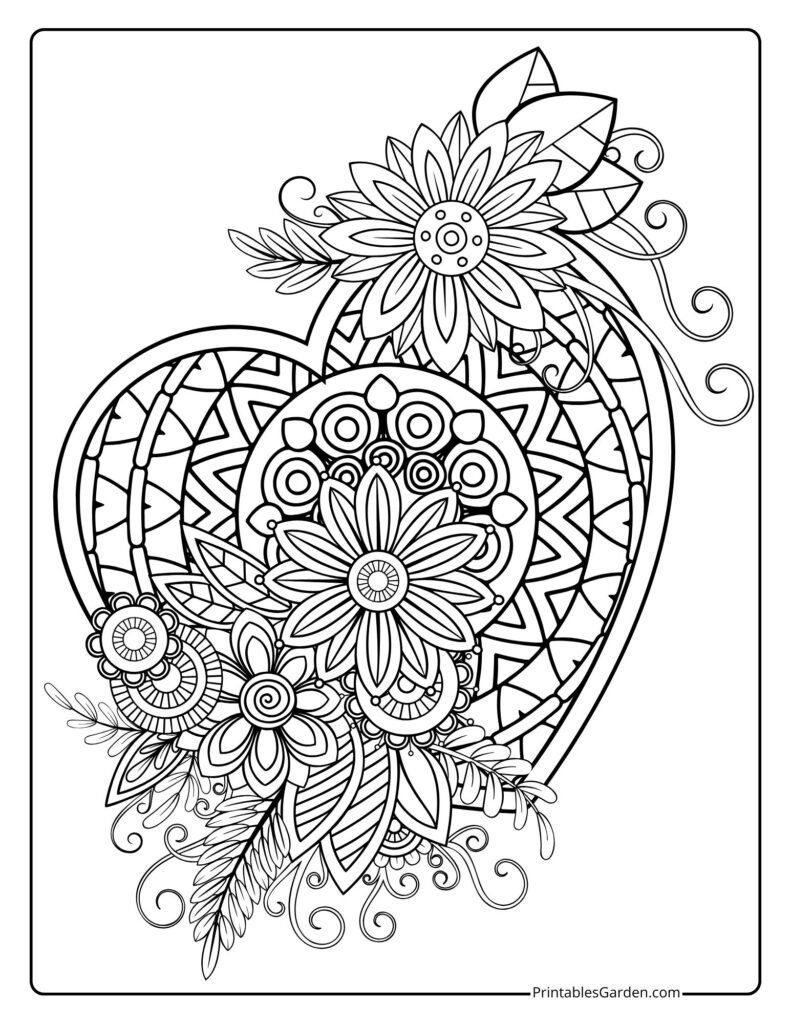 Heart adult mandala coloring pages | Printables Garden
